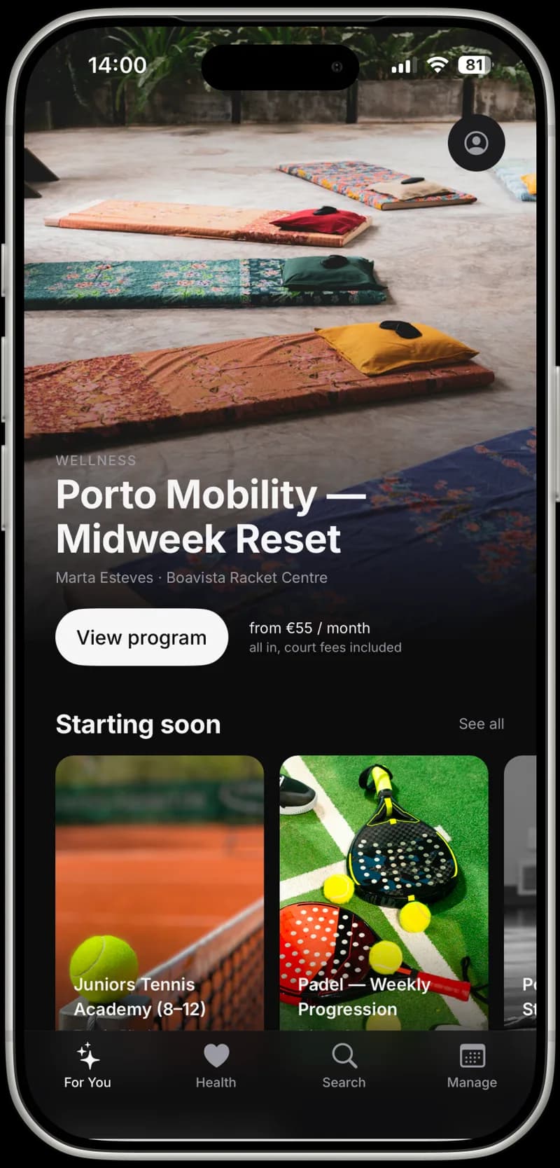 GTRND Wellness app on a phone